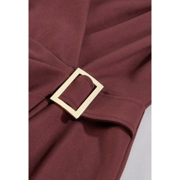 NEW Cache NWT Ponte Sheath Midi Sleeveless Dress In Chocolate Brown Size Medium - Picture 3 of 14